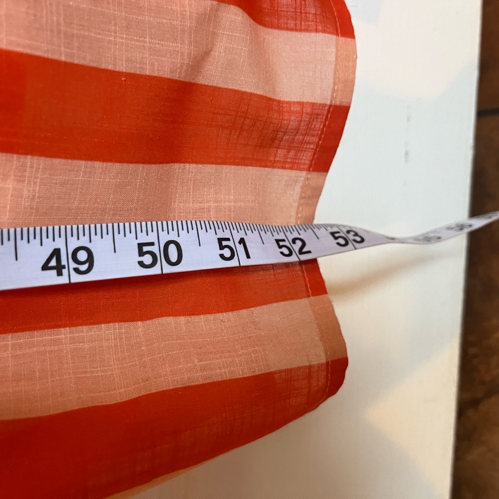Anthropologie Midi Dress Size XL Smocked Blush Orange Stripe Spaghetti Strap - Picture 14 of 15
